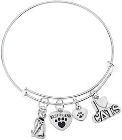 img 3 attached to 🐾 Cat Bracelet with Kitty Cat Charm and Paw Design - Pet Jewelry for Cat Lovers