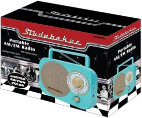 img 1 attached to Vintage Studebaker SB2000TG Limited Edition Portable Radio - Turquoise/Gold Retro Classic Design. AM/FM with Aux Input!