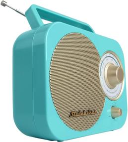 img 2 attached to Vintage Studebaker SB2000TG Limited Edition Portable Radio - Turquoise/Gold Retro Classic Design. AM/FM with Aux Input!