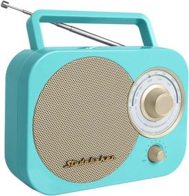 img 3 attached to Vintage Studebaker SB2000TG Limited Edition Portable Radio - Turquoise/Gold Retro Classic Design. AM/FM with Aux Input!