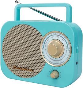 img 4 attached to Vintage Studebaker SB2000TG Limited Edition Portable Radio - Turquoise/Gold Retro Classic Design. AM/FM with Aux Input!