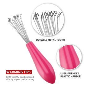 img 1 attached to 💇 Efficient Hair Brush Cleaning Tool - Mini Hair Brush Remover for Home and Salon Use (Pink Plastic Handle Rake)