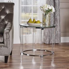 img 3 attached to Stylish and Sleek: Christopher Knight Home Orianna Acrylic and Tempered Glass Circular Side Table, Clear