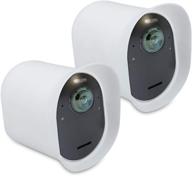 📷 kwmobile set of 2 silicone security camera covers - compatible with arlo ultra/arlo pro 3/pro 4 - outdoor cctv case, white logo