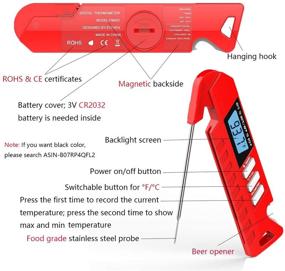 img 4 attached to Enhance Your Cooking Experience: BabyValley Digital Instant Read Meat Thermometer - 🔥 Magnetic, Waterproof, Backlight, and Accurate Measurement for BBQ, Grill, Smoker, Kitchen, and More!