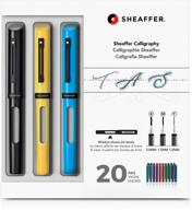 sheaffer calligraphy maxi kit: black, yellow, blue pens with assorted nibs and inks - ultimate writing experience! logo