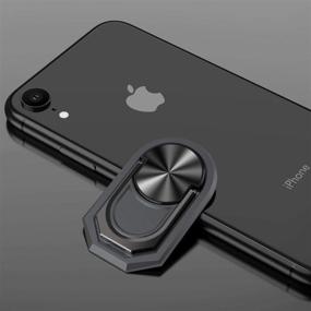 img 3 attached to 📱 Cmeka Finger Ring Stand: Universal Cell Phone Holder & Magnetic Car Mount Grip - Gray, Compatible with iPhone/Samsung Galaxy/Sony/Android Smartphones