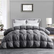 🛏️ hombys 120x98 oversized king feather and down comforter, grey pinch pleat thick california cal king duvet insert with 100% cotton cover: extra large fluffy palatial king comforter for all season logo