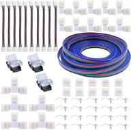 complete 32.8ft led light strip connectors kit: extension cable, corner & t shape 🔌 connectors, jumper & wire quick connector, mounting clips - for 5050 rgb led strip light логотип