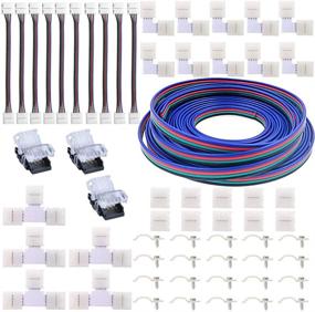 img 4 attached to Complete 32.8ft LED Light Strip Connectors Kit: Extension Cable, Corner & T Shape 🔌 Connectors, Jumper & Wire Quick Connector, Mounting Clips - For 5050 RGB LED Strip Light