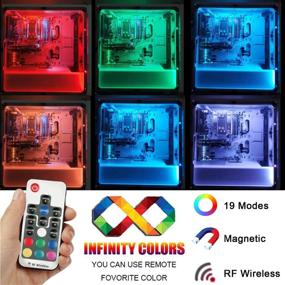 img 1 attached to 💻 PC Neon RGB LED Strip Kit - Vibrant RGB LED Strip Lights with Multi-Function Remote for Computer Tower - Includes Sata Power Cable and 12 Strong Magnetic Brackets