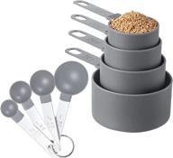 huygens kitchen gadgets measuring cups and spoons set - 8 piece stackable stainless steel handle for measuring dry and liquid ingredients (gray) logo