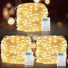 img 4 attached to 🎄 Immerse in Festive Glow with TURNMEON 3 Pack 150LED/49.2Ft Christmas Lights Decorations: Battery Operated Fairy Lights for Indoor and Outdoor Xmas Home Décor