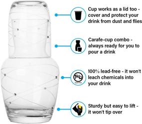 img 1 attached to 🍶 Trinkware Ночной графин с тумбой из стопок для воды - элегантный гравированный рисунок в виде вихря с камнями - премиум набор для воды из 2 предметов: графин и чашка.