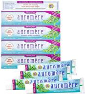 auromere ayurvedic herbal toothpaste, mint-free - vegan, natural, non-gmo, 🌿 fluoride-free, gluten-free, with neem & peelu (4.16 oz), pack of 4 logo