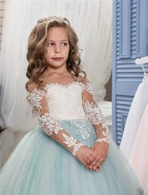img 3 attached to Abaowedding Kids Trailing Gowns with Lace Embroidery and Sheer Long Sleeves