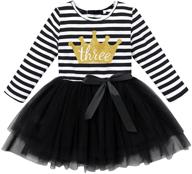 🎂 birthday princess cake smash baptism crown tulle party dress for baby girls - long sleeve striped outfit 1st/2nd/3rd year tutu gown logo