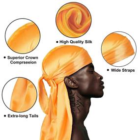 img 3 attached to 🧢 YEZEY 8-Piece Silk Durag Set, Silky Durags for Men and Women Waves, Satin Durag with Extended Tails, Breathable Doo Rags with Wide Straps