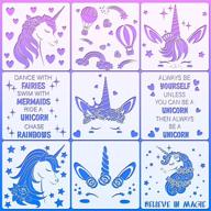 🦄 unleash your inner artist with 9 reusable unicorn painting stencils - large diy templates for wall, tile, fabric, furniture - 9 unique styles (8x8 inch) logo