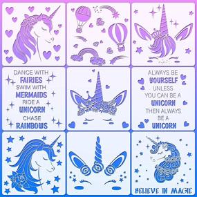 img 4 attached to 🦄 Unleash Your Inner Artist with 9 Reusable Unicorn Painting Stencils - Large DIY Templates for Wall, Tile, Fabric, Furniture - 9 Unique Styles (8x8 Inch)