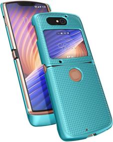 img 1 attached to Nakedcellphone Teal Mint Cyan Grid Texture Case for Motorola 📱 RAZR 5G Flip Phone - XT2071 Protective Snap-On Shell Cover (2020)