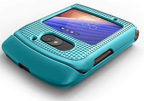 img 2 attached to Nakedcellphone Teal Mint Cyan Grid Texture Case for Motorola 📱 RAZR 5G Flip Phone - XT2071 Protective Snap-On Shell Cover (2020)