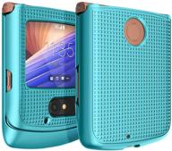 nakedcellphone teal mint cyan grid texture case for motorola 📱 razr 5g flip phone - xt2071 protective snap-on shell cover (2020) logo