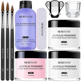 img 4 attached to 💅 Complete Acrylic Nail Kit with Powder, Liquid Monomer, Brush, Forms, and Tips: Perfect Beginner Set for Acrylic Nails Extension - Morovan Acrylic Nail Kit