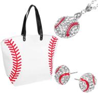 👜 women's canvas baseball tote bag - large oversize handbag with baseball earrings and necklace logo