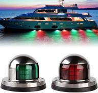 🚤 centaurus 2pcs deck mount led navigation lights - upgraded marine sailing lights for bow side, port, starboard, pontoons, chandlery boat, yacht, skeeter - dc 12v, red & green logo