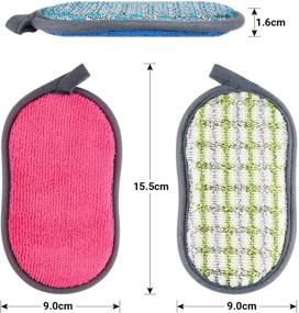 img 3 attached to 🧽 Versatile Kitchen Household Scrub Sponge Set: Reusable, Non-Stick Microfiber Sponge with Heavy Duty Scouring Power Pads - Effortlessly Clean Dishes, Pots, and Pans Together