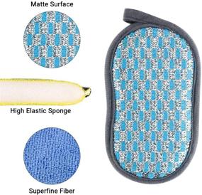 img 2 attached to 🧽 Versatile Kitchen Household Scrub Sponge Set: Reusable, Non-Stick Microfiber Sponge with Heavy Duty Scouring Power Pads - Effortlessly Clean Dishes, Pots, and Pans Together