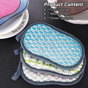 img 1 attached to 🧽 Versatile Kitchen Household Scrub Sponge Set: Reusable, Non-Stick Microfiber Sponge with Heavy Duty Scouring Power Pads - Effortlessly Clean Dishes, Pots, and Pans Together