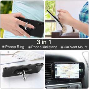 img 3 attached to Multipurpose Mobile Phone Bracket: Universal Car Mount & Finger Grip in Black+Red