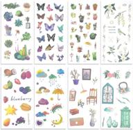 🌸 48 sheets washi paper stickers decorative sticker adhesive planner sticker set - ideal for diary, notebooks, arts & crafts, kids, diy, bullet journal, scrapbook sticker logo