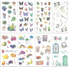 img 4 attached to 🌸 48 Sheets Washi Paper Stickers Decorative Sticker Adhesive Planner Sticker Set - Ideal for Diary, Notebooks, Arts & Crafts, Kids, DIY, Bullet Journal, Scrapbook Sticker