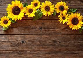 img 3 attached to 🌻 Rustic Sunflower Brown Wood Backdrops: Perfect for Photography, Baby Showers, Birthdays, and More! - LTLYH 7x5FT 051