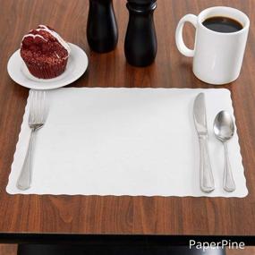 img 2 attached to 🍽️ Одноразовые бумажные подставки с зубчатыми краями - 50 штук белых подставок для столов, вечеринок и новогодних украшений стола (10"х14")