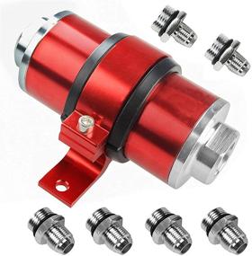 img 4 attached to YJRACING Billet Aluminum Inline Fuel/Gas/Petrol Filter+Bracket - Cleanable 30 Micron - AN6 AN8 AN10 - Red