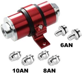 img 1 attached to YJRACING Billet Aluminum Inline Fuel/Gas/Petrol Filter+Bracket - Cleanable 30 Micron - AN6 AN8 AN10 - Red