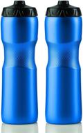 🏞️ sports squeeze water bottle: 2-pack, leak-proof squirt bottles - 28oz - made in usa (blue) logo