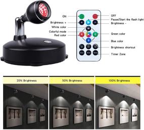 img 1 attached to 💡 LEASTYLE LED Spot Light Indoor: Wireless, Battery-Operated, Dimmable Accent Lights w/ Remote for Painting & Pictures (RGB 2 Pack)