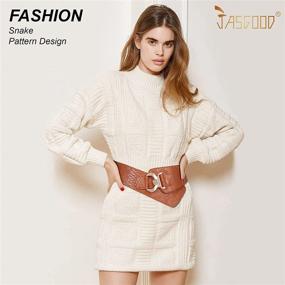 img 1 attached to 🐍 JASGOOD Women's Adjustable Fashion Snake Pattern Dress Belt with Wide Elastic Stretch Waistband