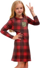 img 1 attached to 🎄 BesserBay Christmas Sleeve Crewneck Pocket Girls' Dress Collection: Festive Fashion for Little Fashionistas