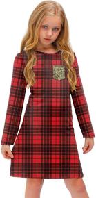img 2 attached to 🎄 BesserBay Christmas Sleeve Crewneck Pocket Girls' Dress Collection: Festive Fashion for Little Fashionistas
