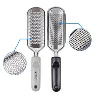 🦶 2pcs foot rasp foot file and callus remover: premium stainless steel files for home pedicure foot care (big/small hole shaped mixing files) logo