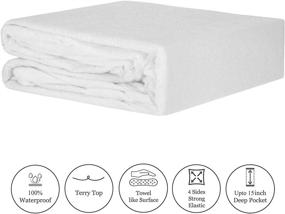 img 3 attached to 🛏️ Queen Size Mea Cama Waterproof & Breathable Terry Cotton Blend Mattress Protector - 17" Deep Pocket