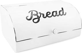 img 4 attached to 🍞 AuldHome Vintage Enamelware Bread Bin: Farmhouse Style White Bread Box for Countertop Storage