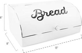 img 1 attached to 🍞 AuldHome Vintage Enamelware Bread Bin: Farmhouse Style White Bread Box for Countertop Storage