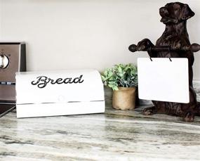 img 3 attached to 🍞 AuldHome Vintage Enamelware Bread Bin: Farmhouse Style White Bread Box for Countertop Storage